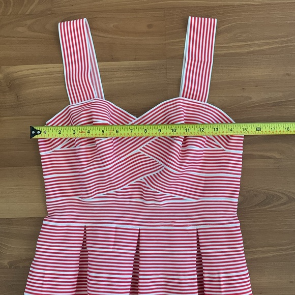 Anthropologie HD in Paris Cabana Peplum Bandage Striped Red White Blouse Medium - Picture 7 of 14